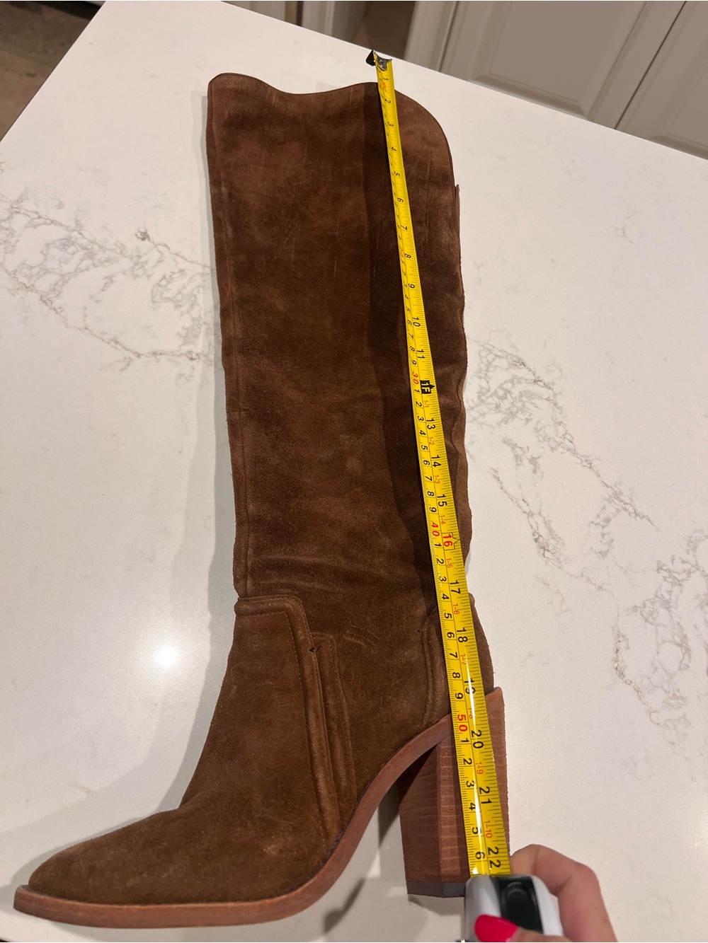 Vince Camuto Brown Suede Over-the-Knee Block Heel Boots 7.5 - Picture 7 of 10